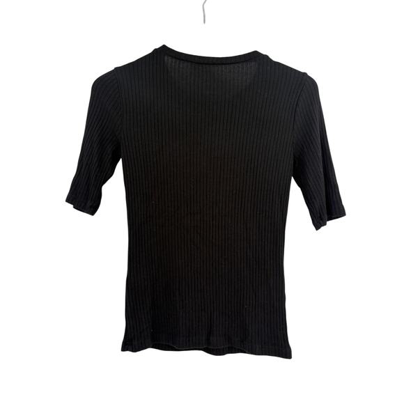REFORMATION Top Size M Black Janine Tee Short Sleeve Ribbed Stretch - Picture 7 of 8